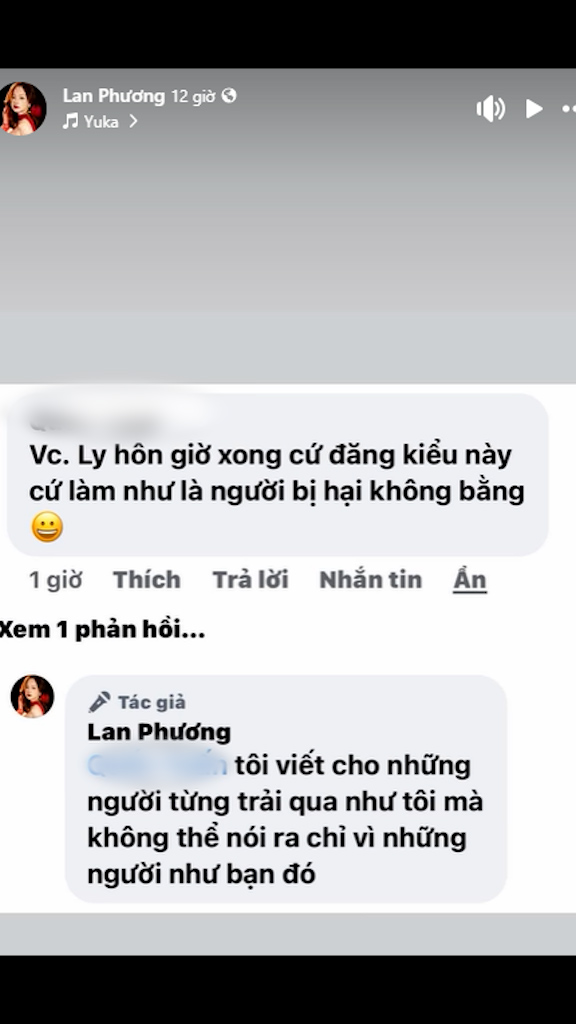 Lan Phương đáp trả bình luận tiêu cực