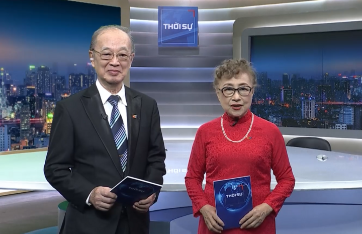 NSƯT Thanh Hùng và NSƯT Kim Tiến trong chương trình Chuyển động 24h.
