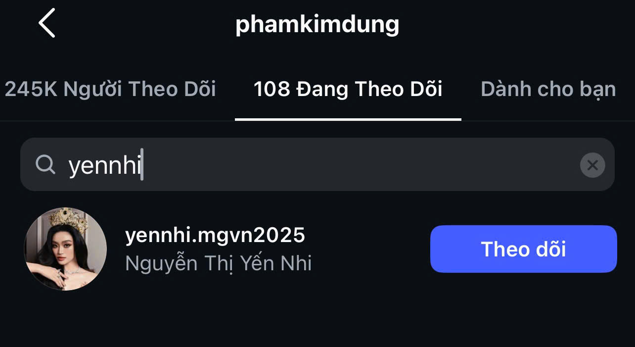 CEO công ty Sen Vàng cũng đã theo dõi lại Hoa hậu Yến Nhi