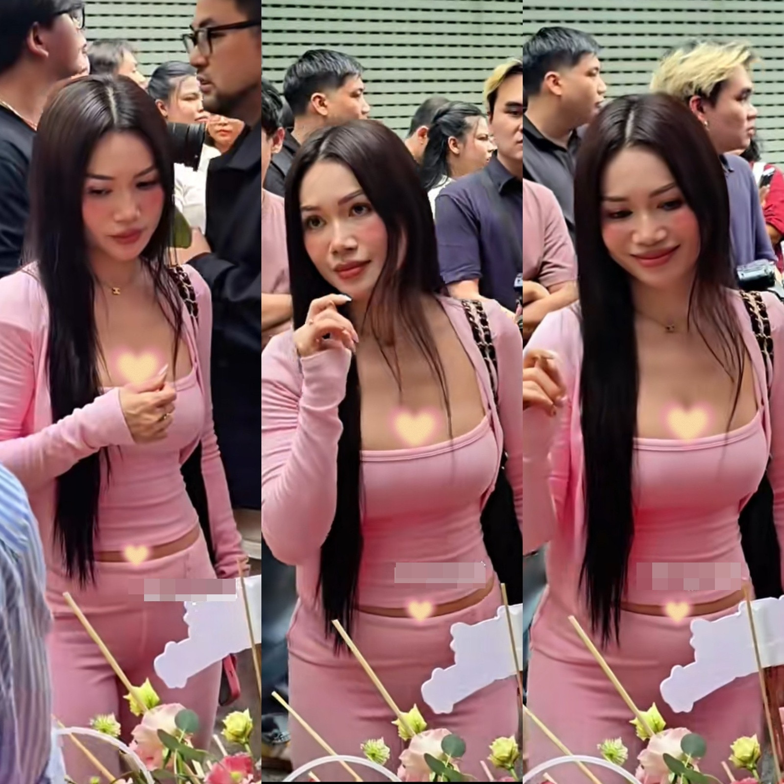 Sĩ Thanh diện trang phục hở hang đi cúng Giỗ Tổ