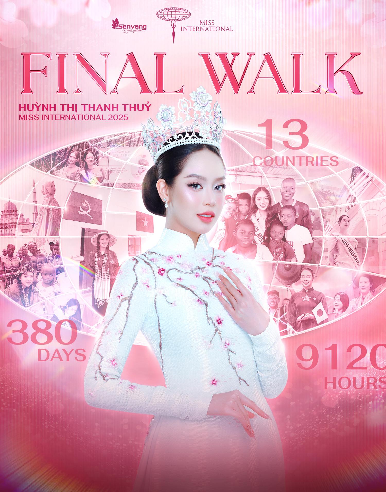 Áo dài trắng đính sequin của Thanh Thuỷ Thiết kế áo dài Sakura Grace