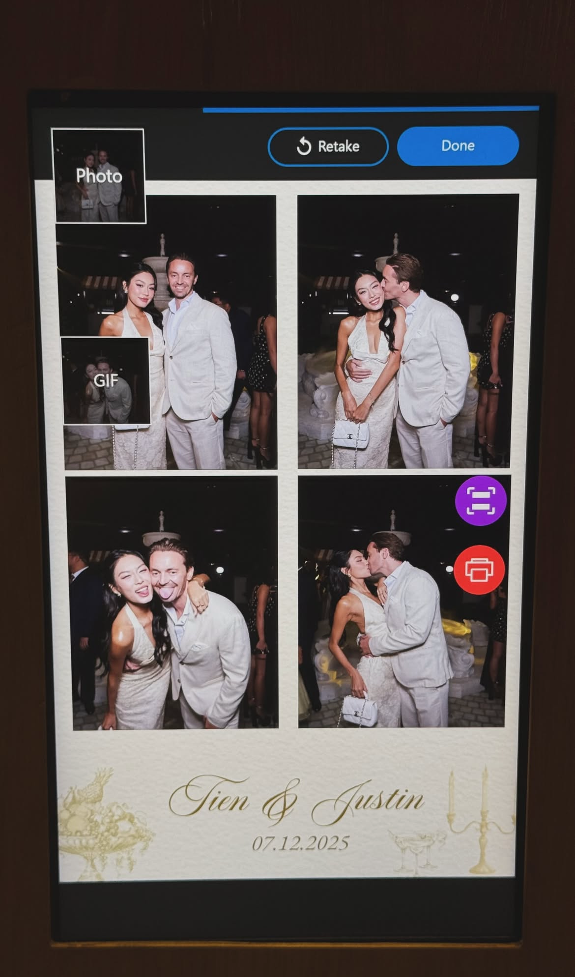 Thảo Nhi Lê và bạn trai khóa môi tại photobooth Cặp đôi khóa môi tình tứ tại đám cưới Tiên Nguyễn